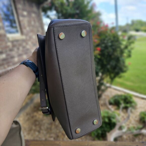 Michael Kors Grey Leather Medium Ava Top Handle Bag With Crossbody Strap - Picture 6 of 6